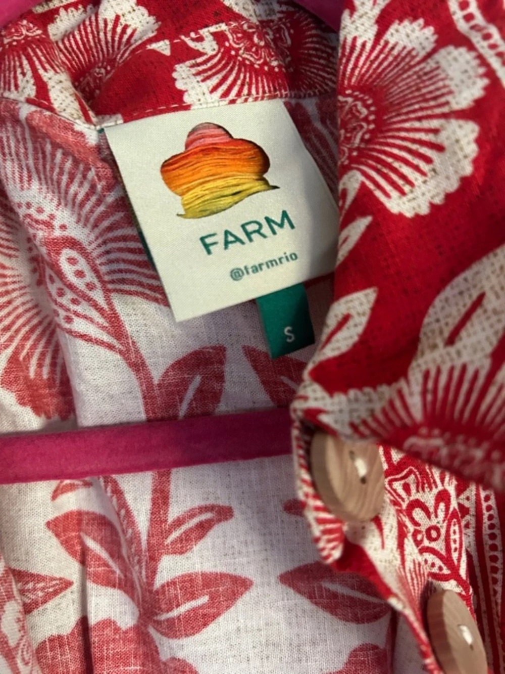 Farm Rio Red Pineapple Garden Floral Print Linen Blend Jumpsuit Size Small - Picture 7 of 7